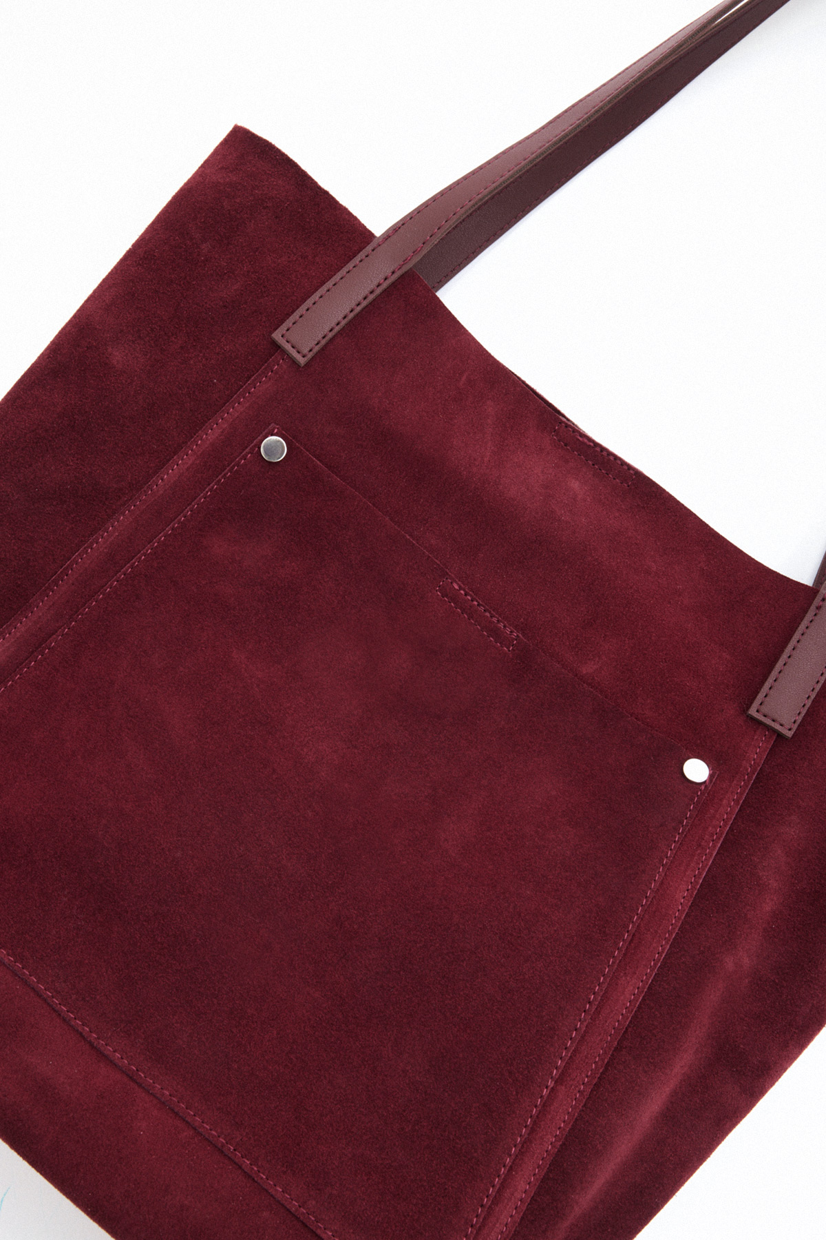 Ön Cepli Shopper Bordo Süet Kadın Çanta