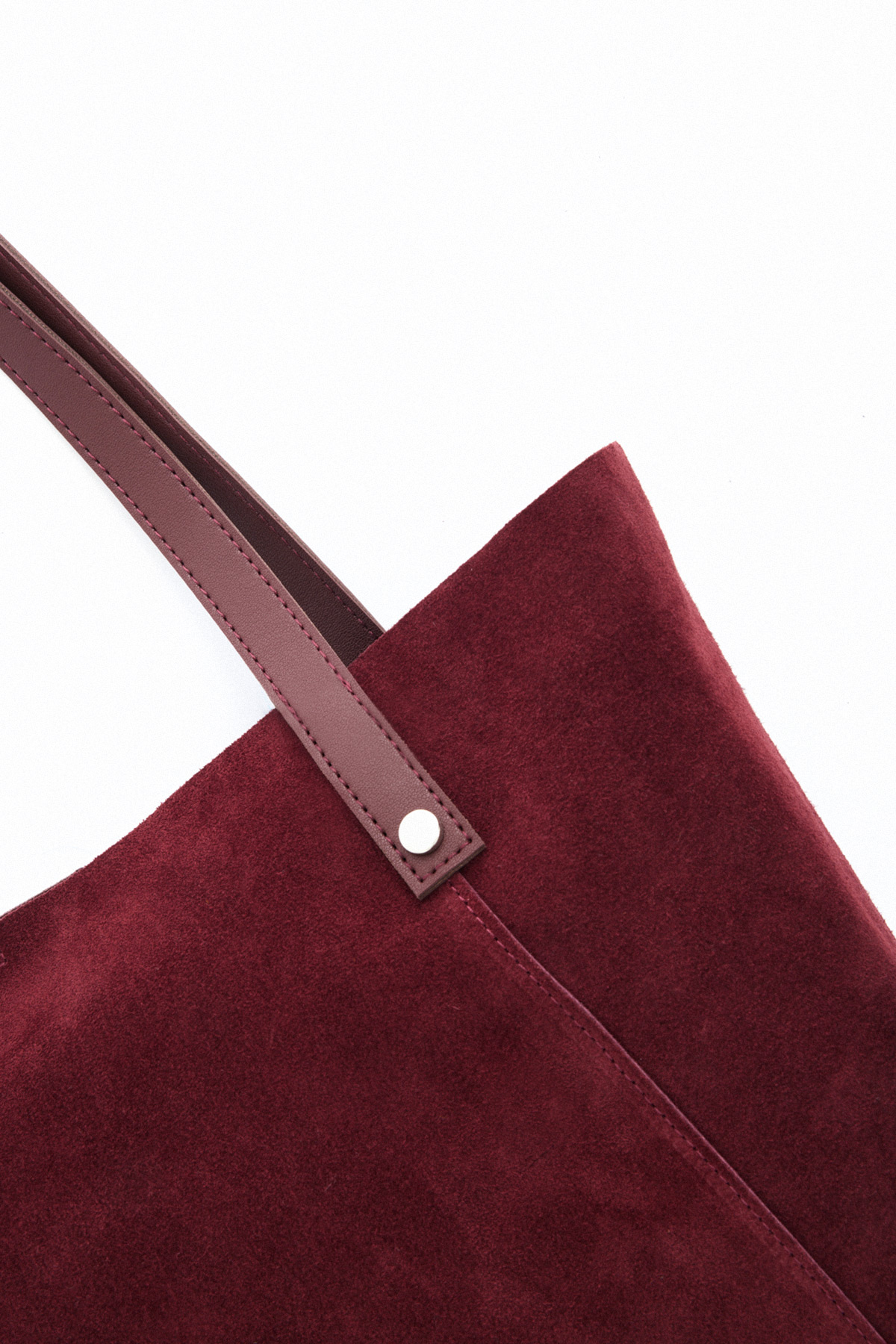 Ön Cepli Shopper Bordo Süet Kadın Çanta