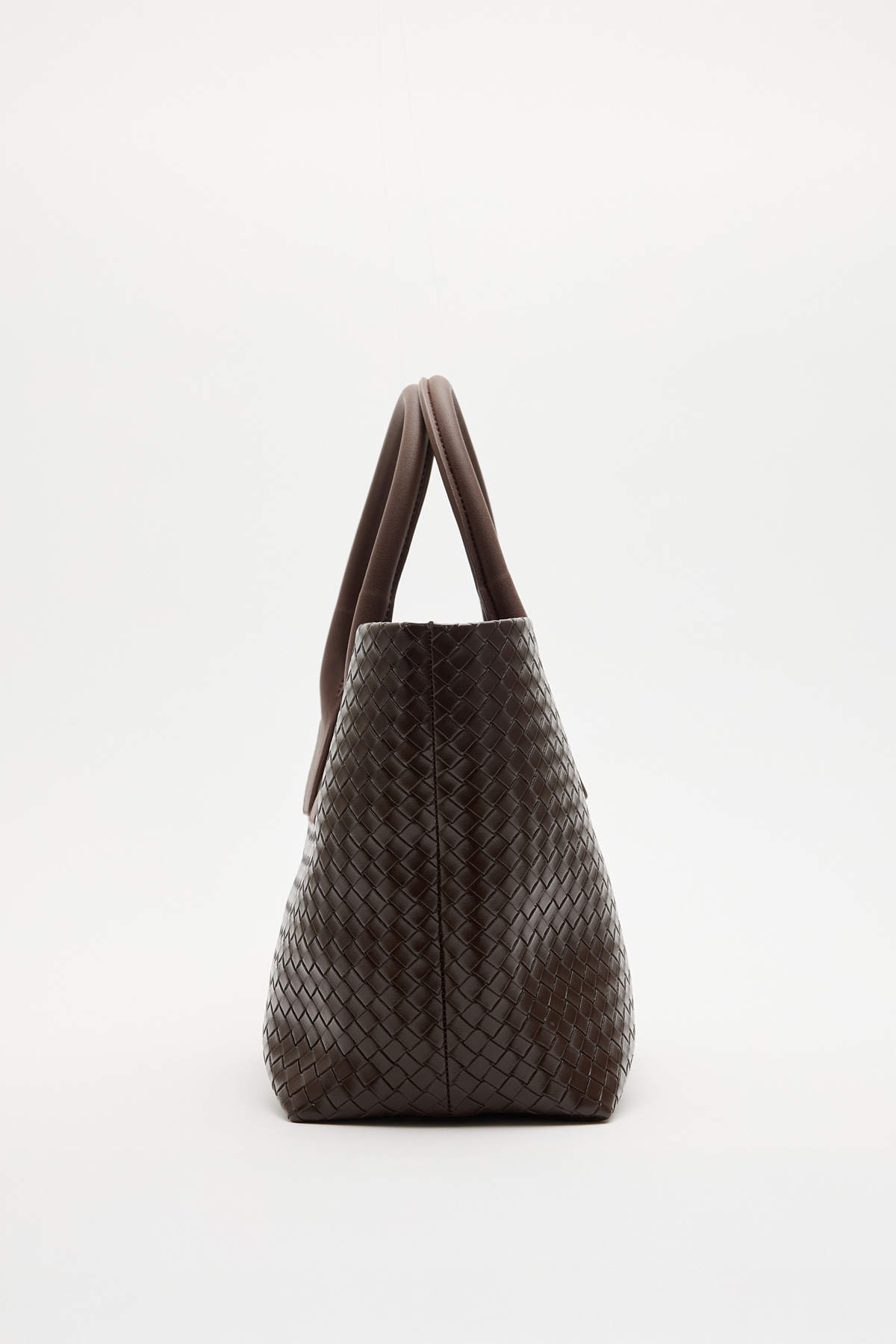 Örgü Dokulu Deri Görünümlü Acı Kahve Örgü Kadın Çanta