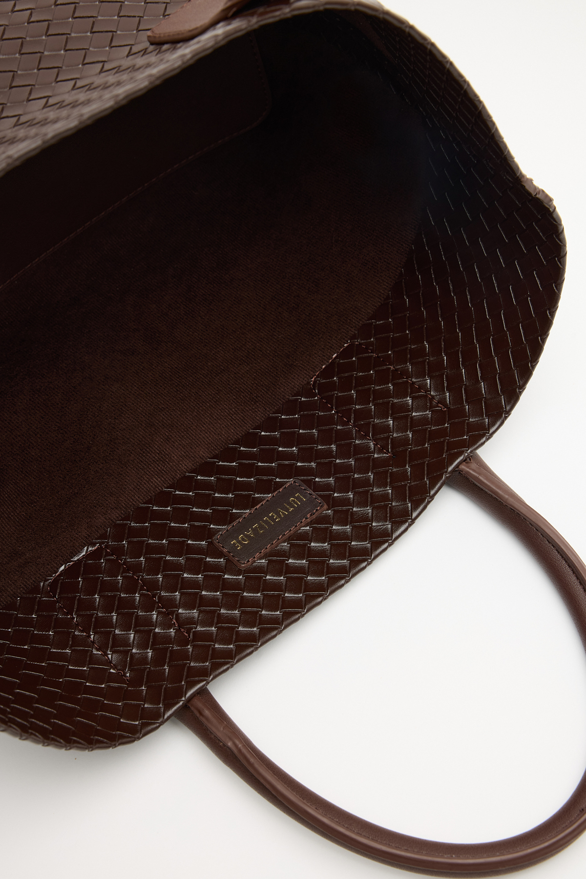 Örgü Dokulu Deri Görünümlü Acı Kahve Örgü Kadın Çanta