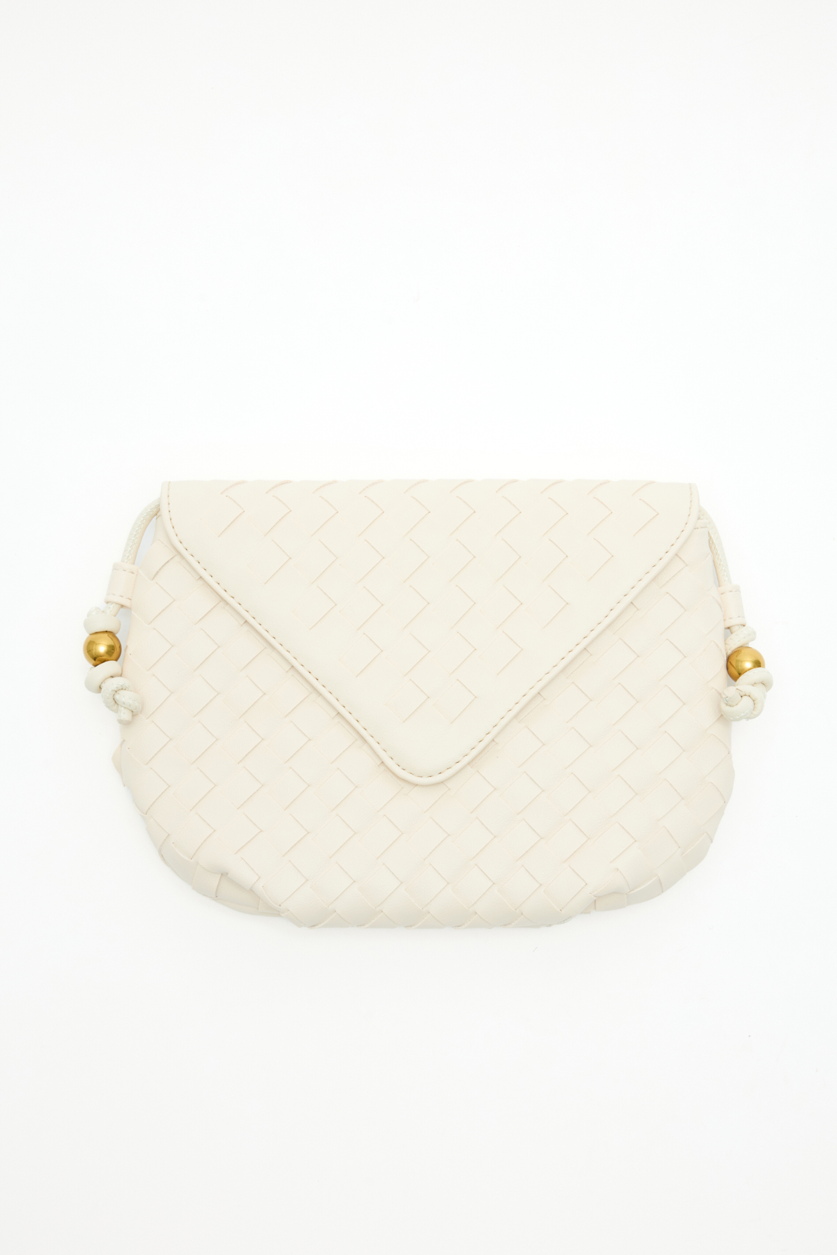 Örgü Dokulu Kapaklı Bej Kadın Çanta