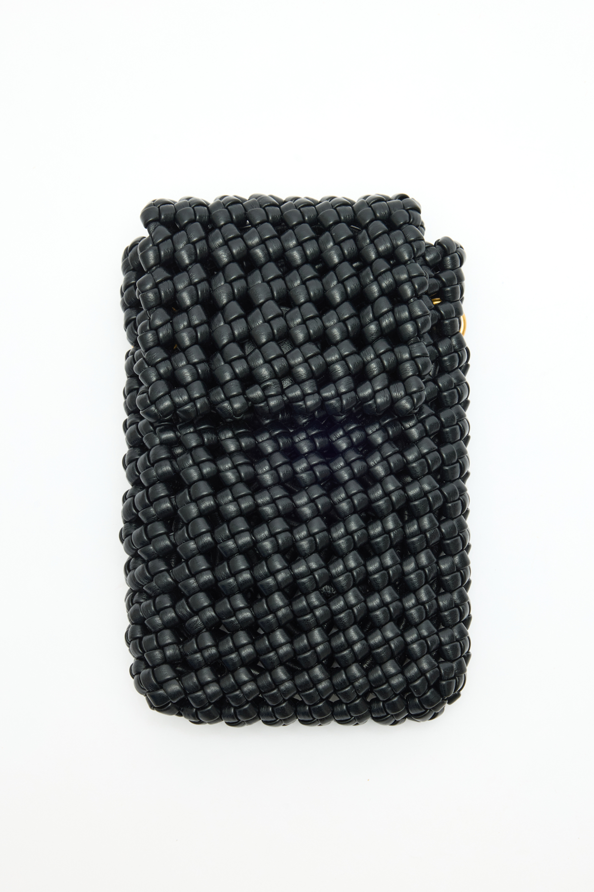 Örgü Dokulu Mini Çapraz Askılı Siyah Kadın Çanta