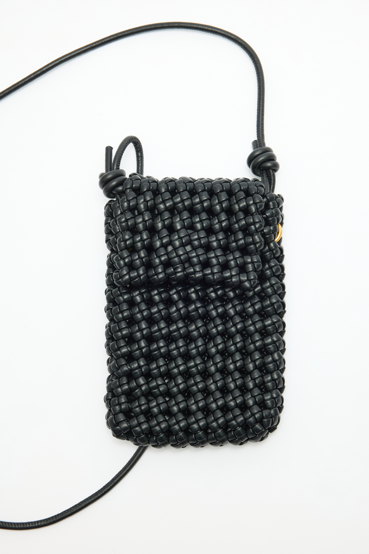 Örgü Dokulu Mini Çapraz Askılı Siyah Kadın Çanta
