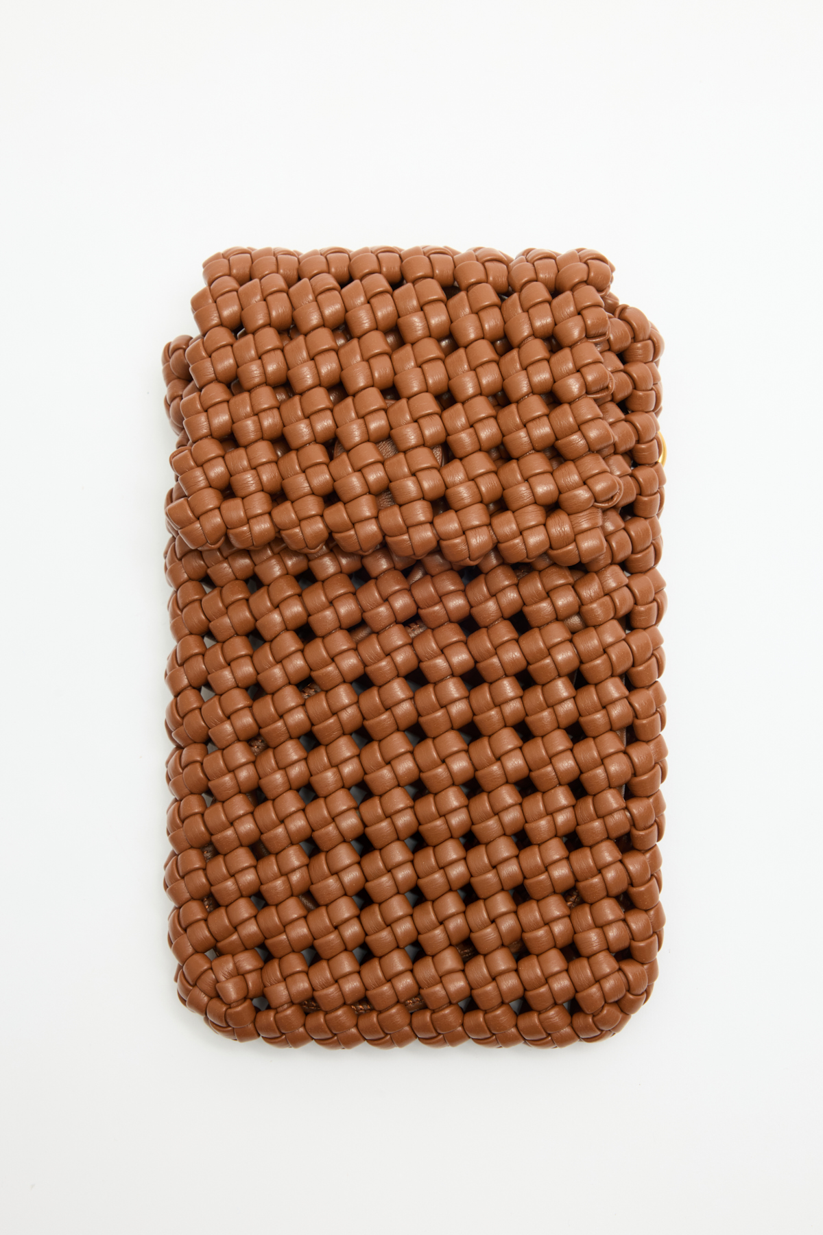 Örgü Dokulu Mini Çapraz Askılı Taba Kadın Çanta