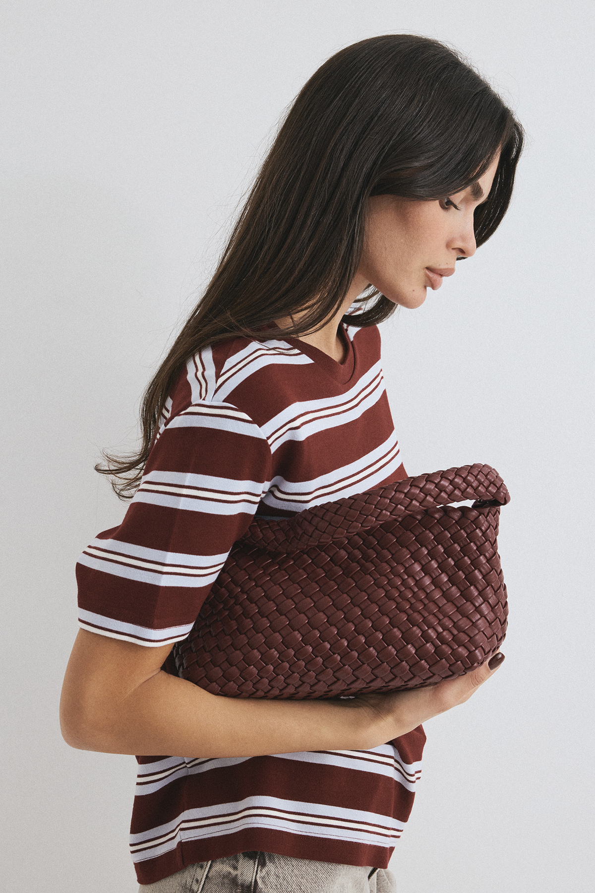 Örgülü Bordo Kadın Çanta