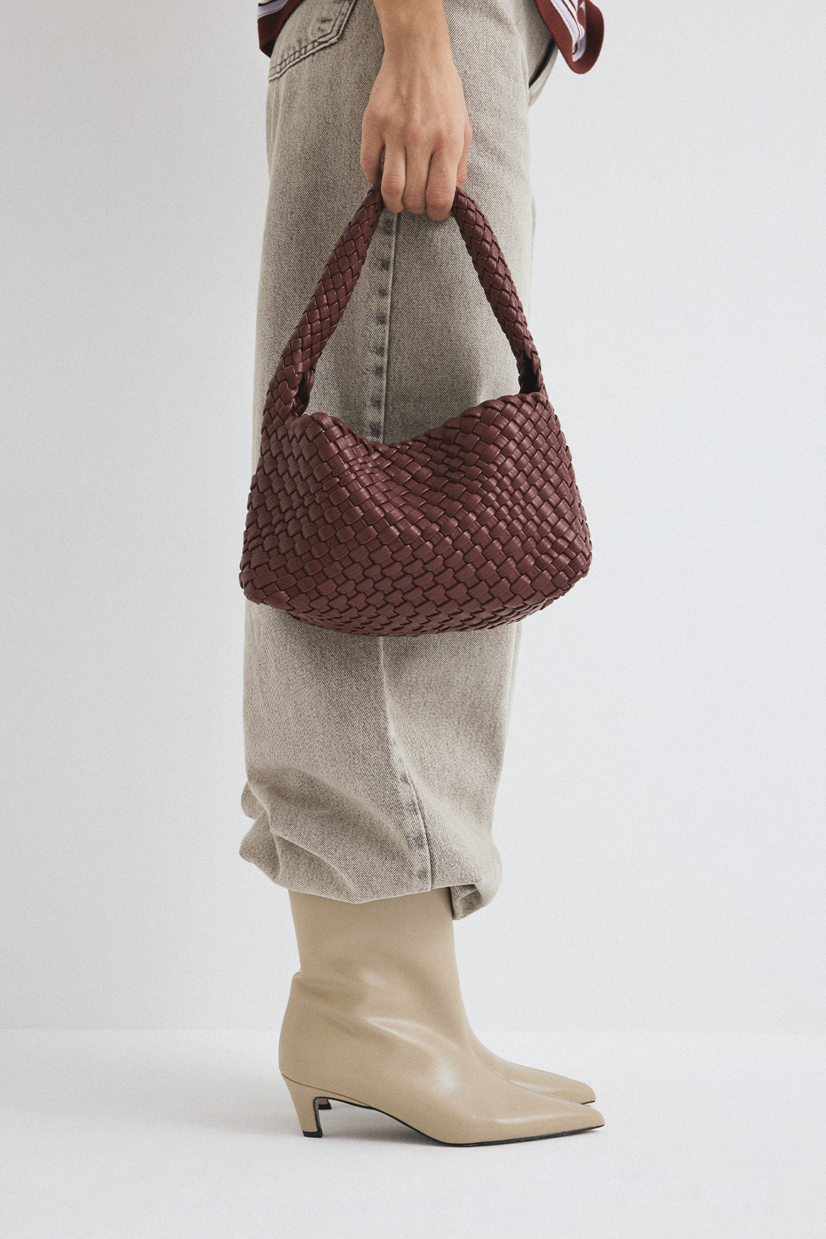 Örgülü Bordo Kadın Çanta