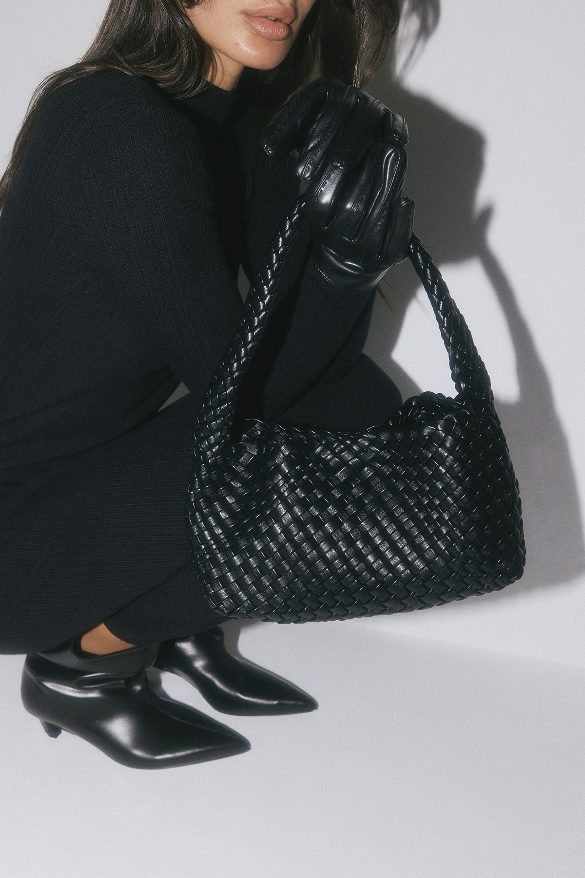 Örgülü Siyah Kadın Çanta