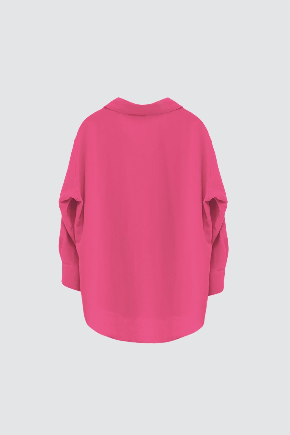 Oversize Düğme Detaylı Asimetrik Kesim Pembe Kadın Gömlek