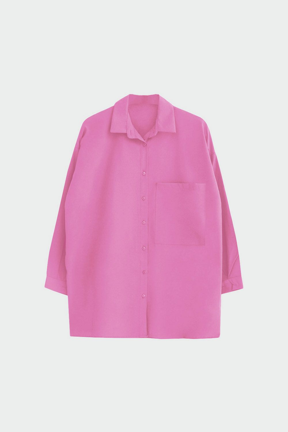 Oversize Düz Kesim Basic Pembe Kadın Gömlek
