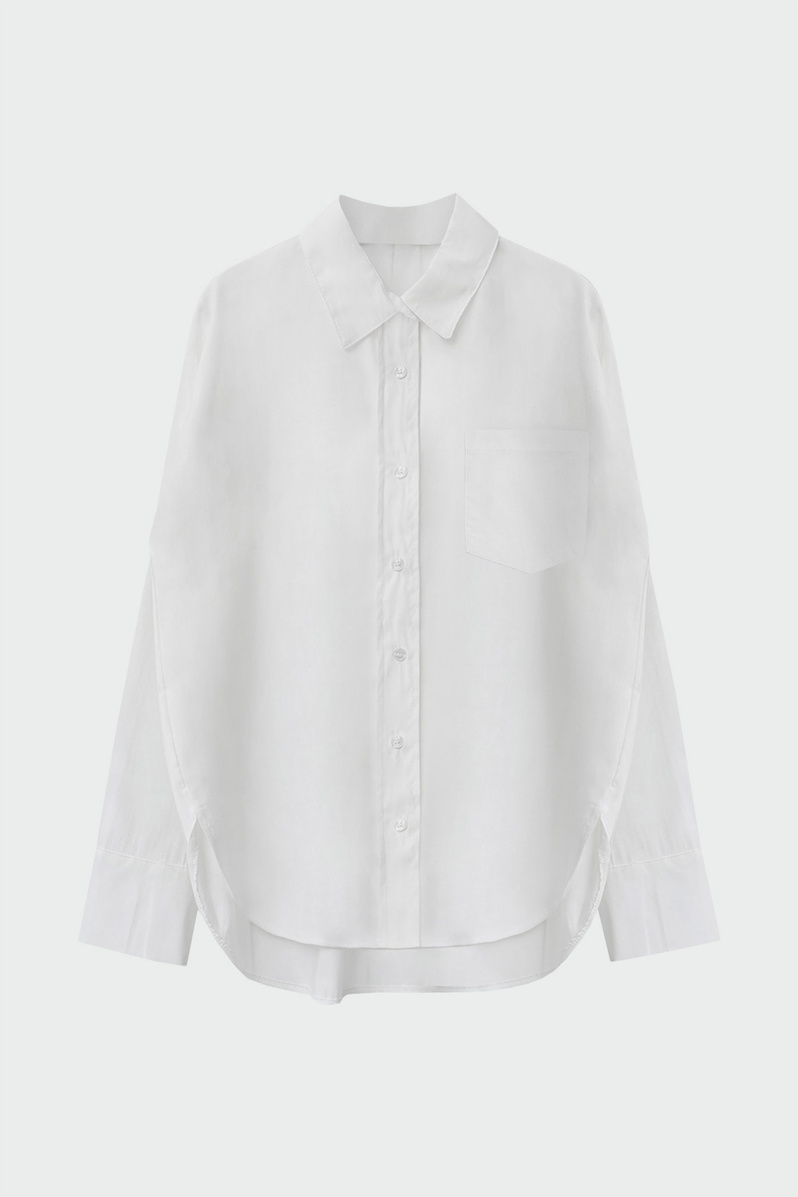 Oversize Tek Cepli Poplin Kırık Beyaz Kadın Gömlek