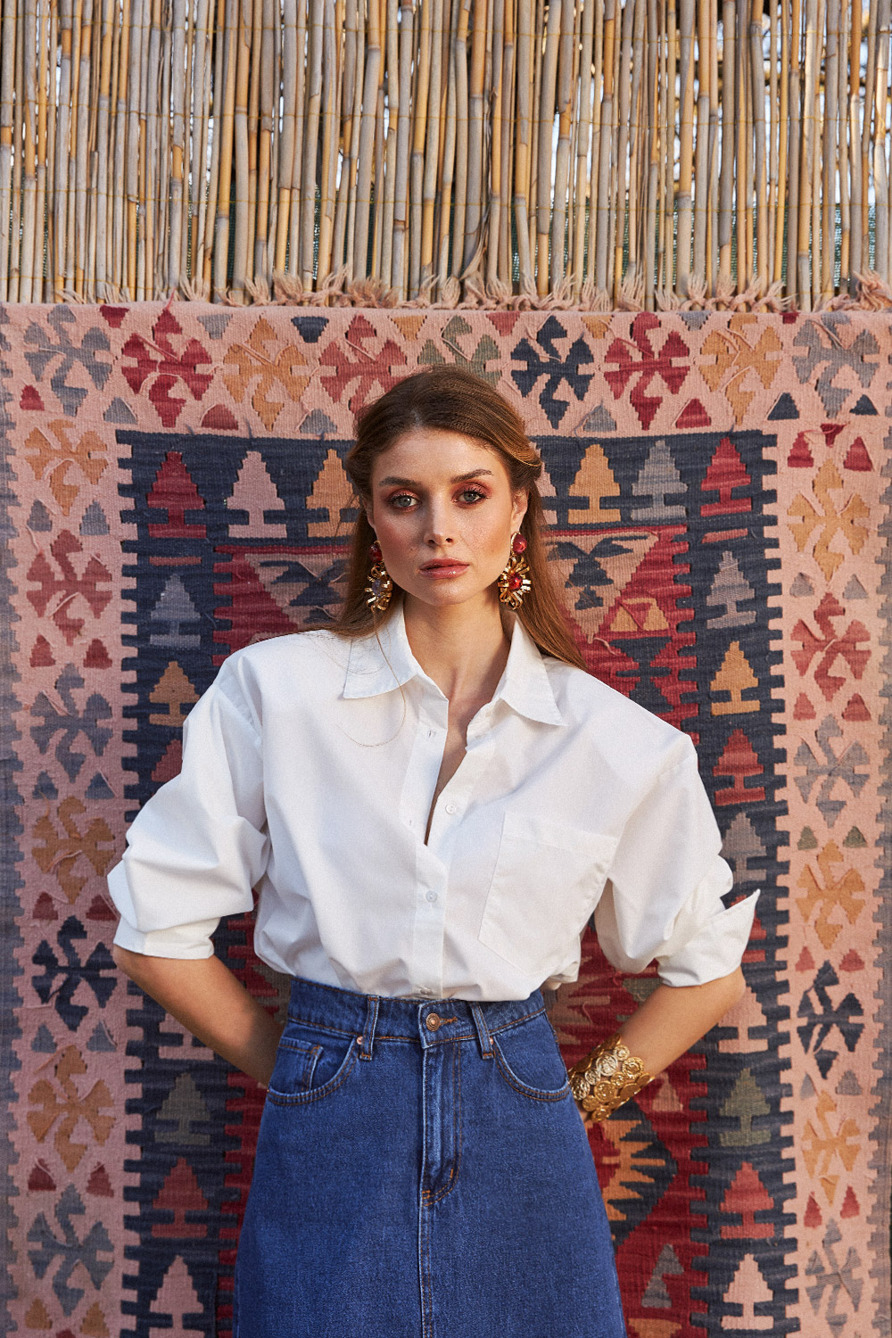 Oversize Tek Cepli Poplin Kırık Beyaz Kadın Gömlek