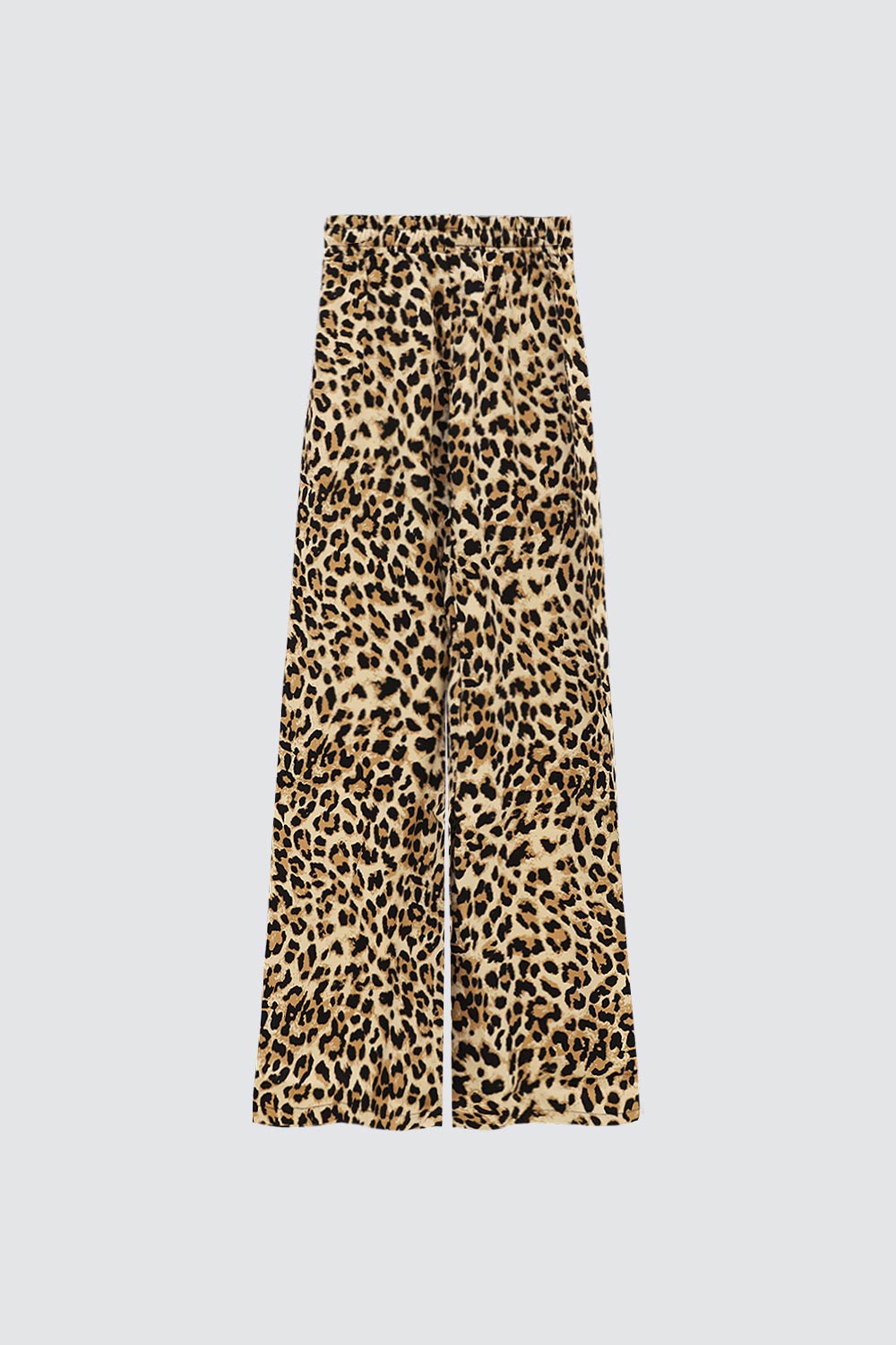 Bol Paça Beli Lastikli Leopar Kadın Pantolon