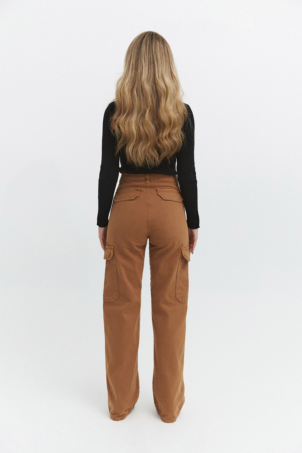 Cep Detaylı Denim Karg Camel Kadın Pantolon