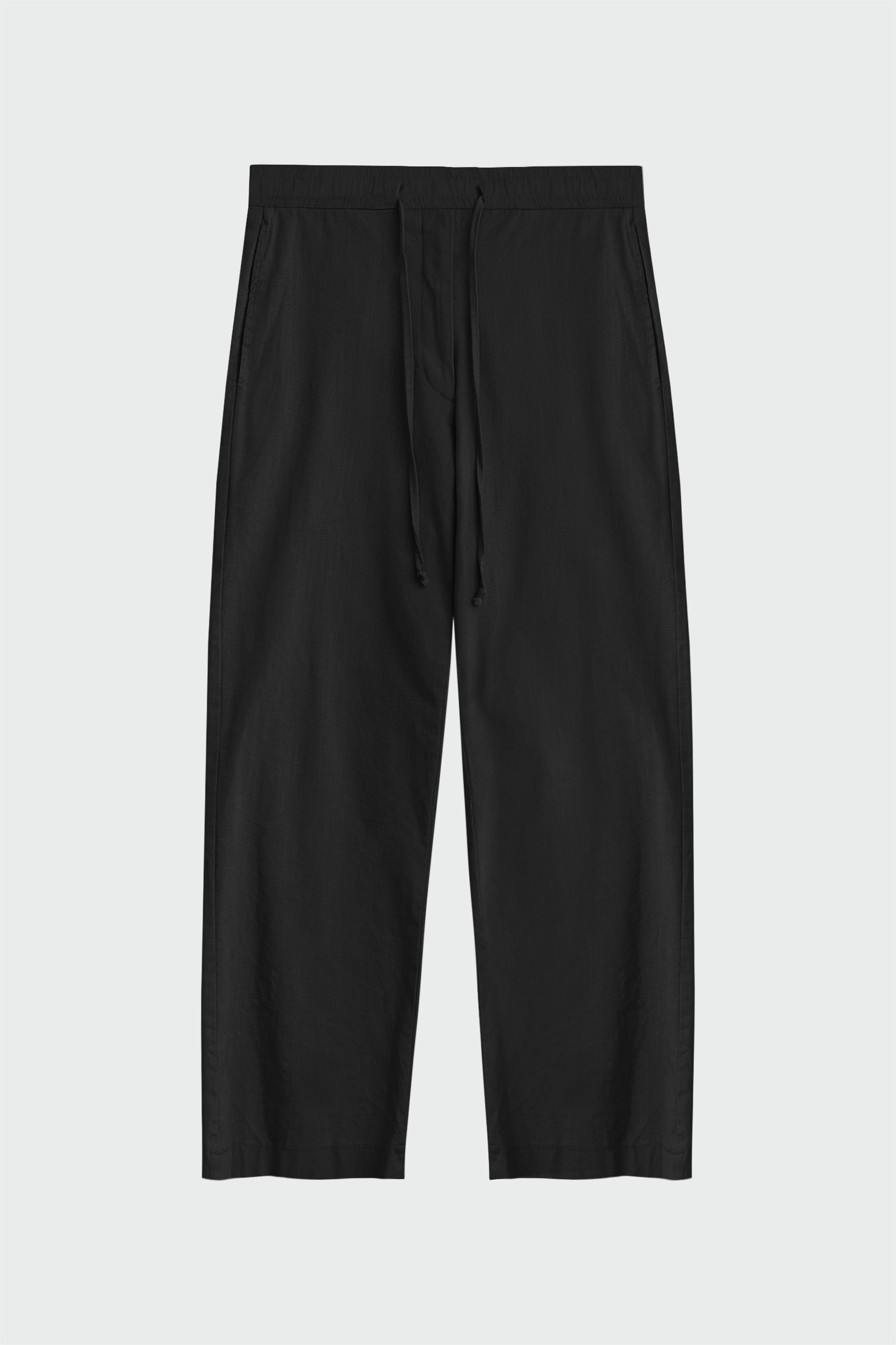 Keten Beli Lastikli Siyah Kadın Pantolon