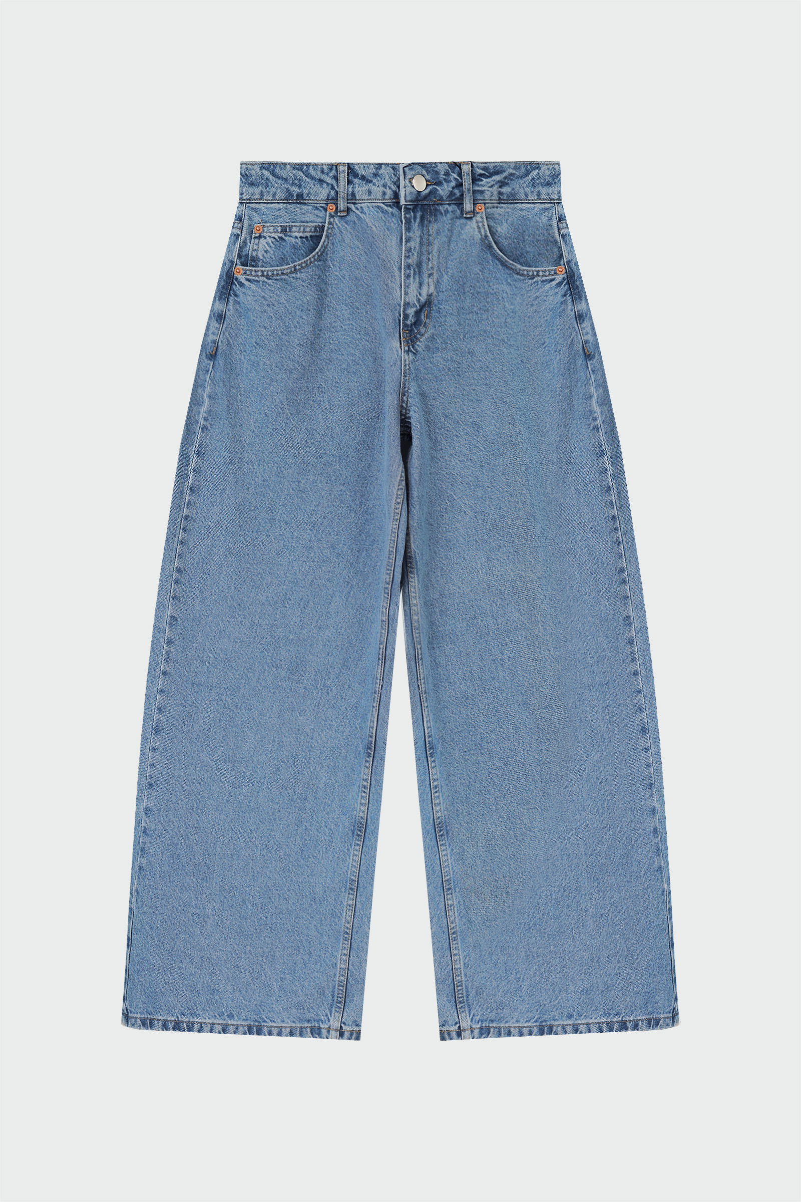 Yüksek Bel Baggy Mavi Kadın Jean