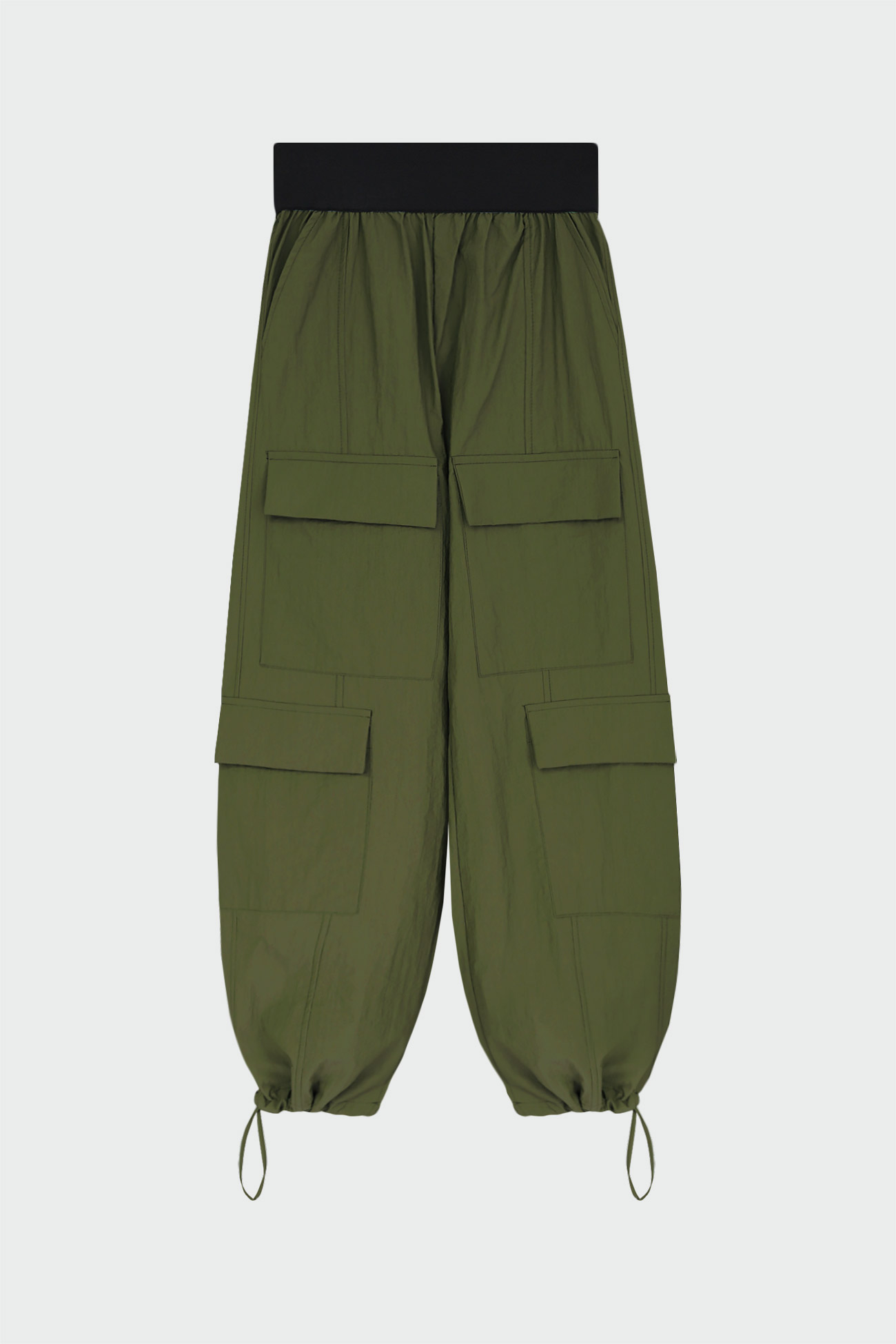 Paraşüt Beli Lastikli Jogger Yeşil Kadın Pantolon