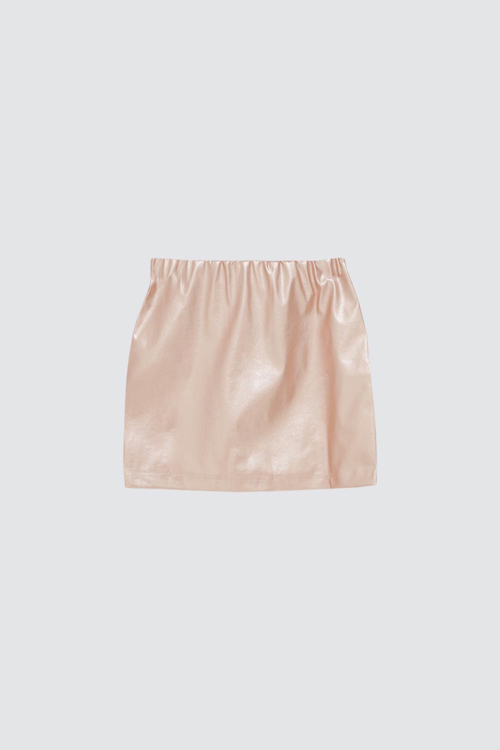 Parlak Beli Lastikli Mini Pudra Kadın Etek
