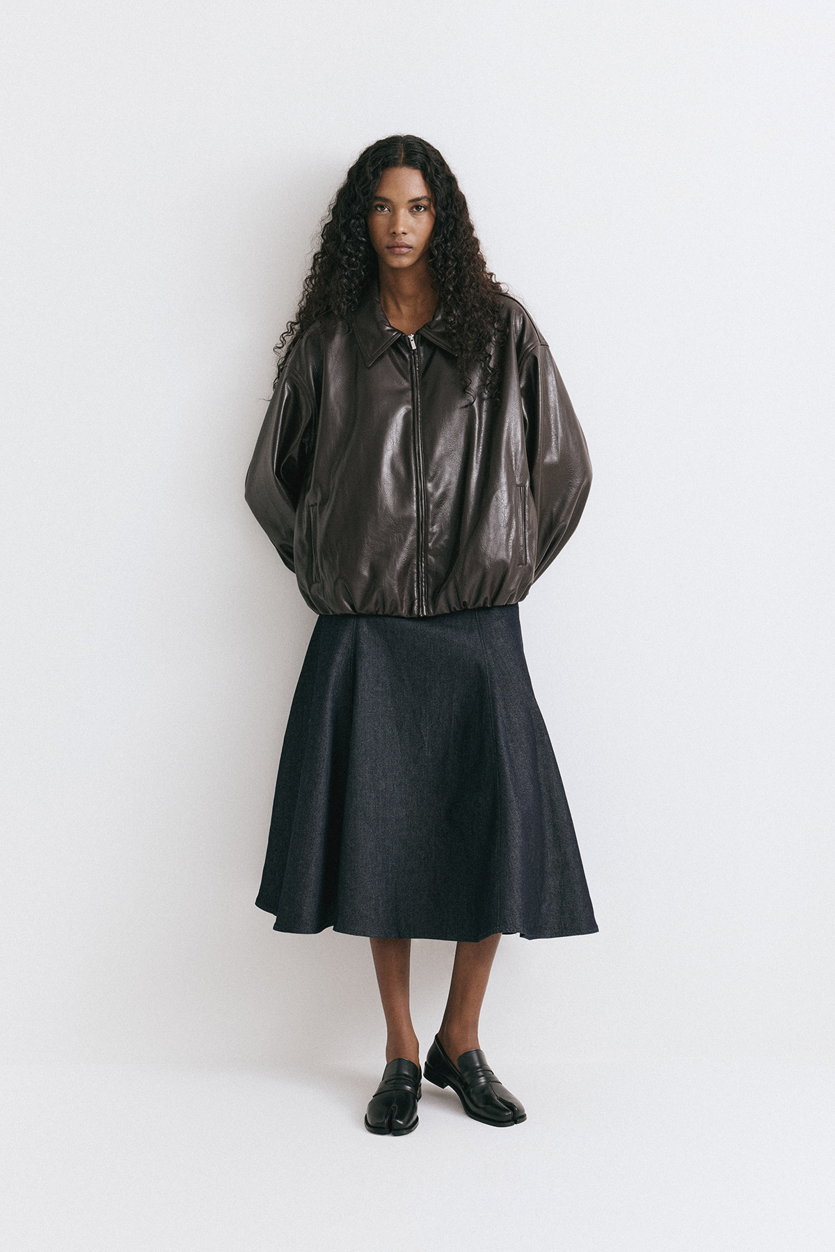 Parmak Arası Klasik Loafer Siyah Kadın Loafer