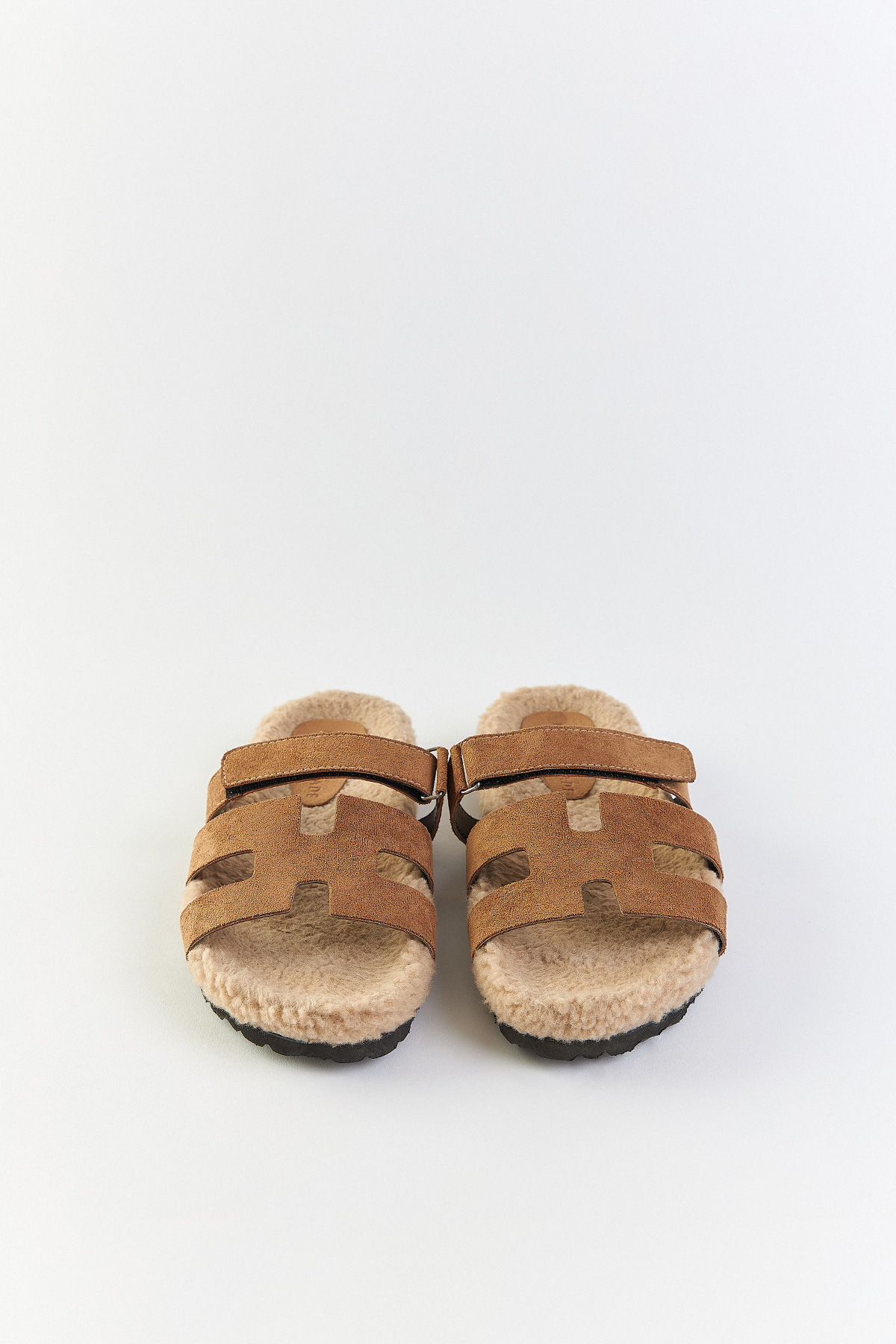 Peluş Taban Süet Camel Kadın Terlik
