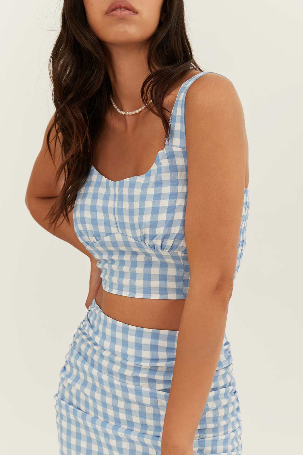 Pötikare Croptop Etek Mavi Kadın Takım