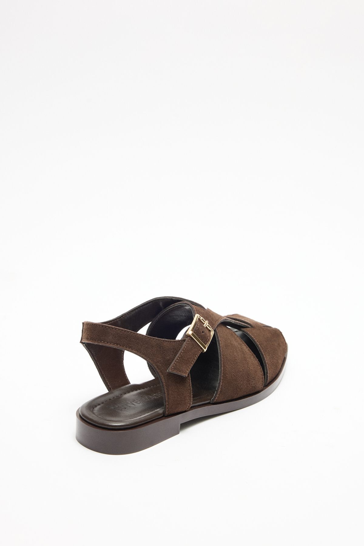 Kalın Çapraz Bant Detaylı Acı Kahve Süet Kadın Sandalet