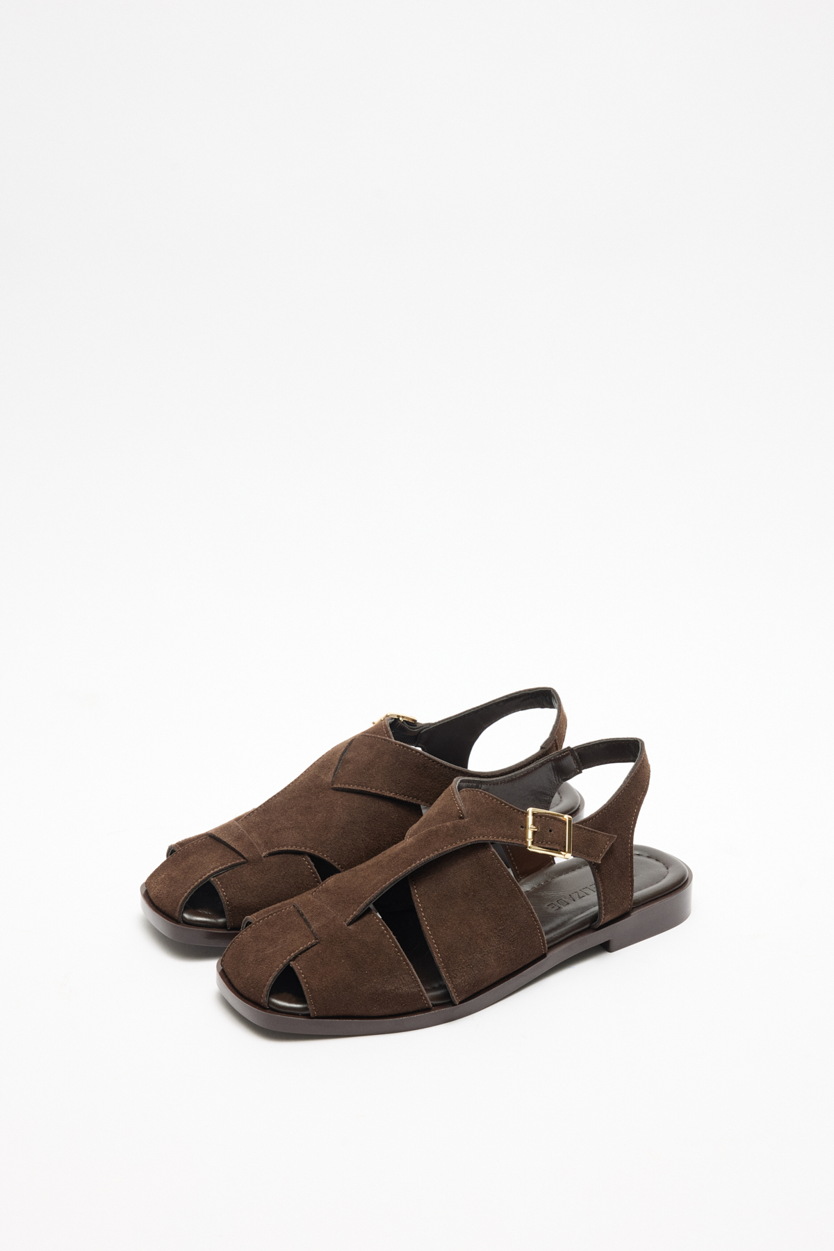 Kalın Çapraz Bant Detaylı Acı Kahve Süet Kadın Sandalet