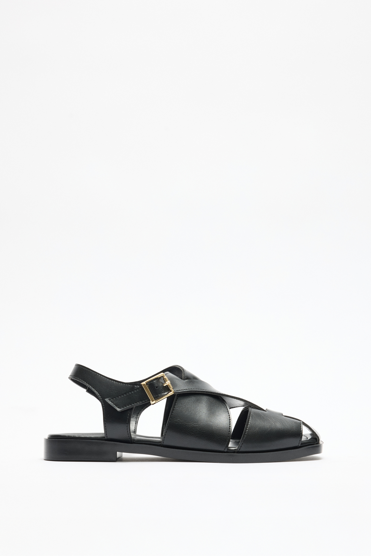 Kalın Çapraz Bant Detaylı Siyah Kadın Sandalet