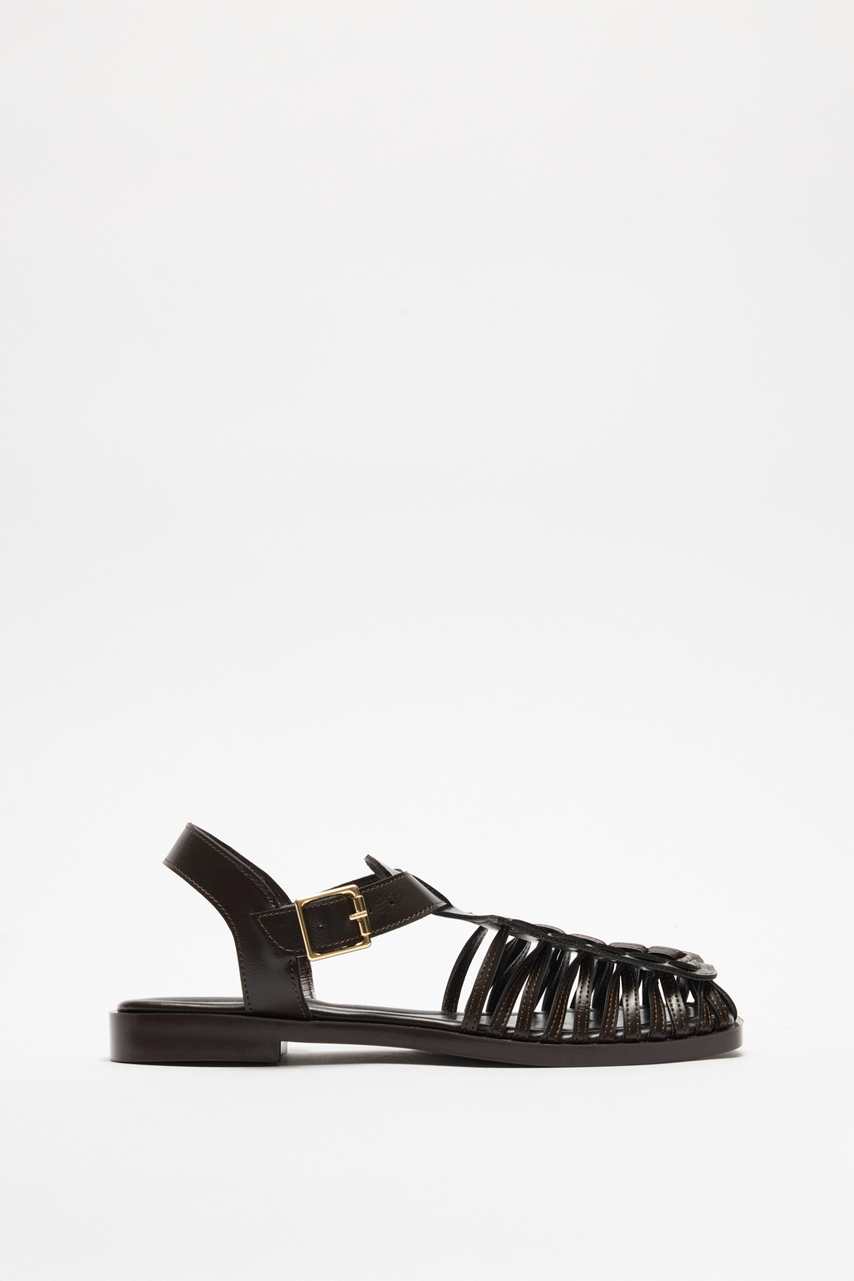 Önü Kapalı Çok Bantlı Acı Kahve Kadın Sandalet