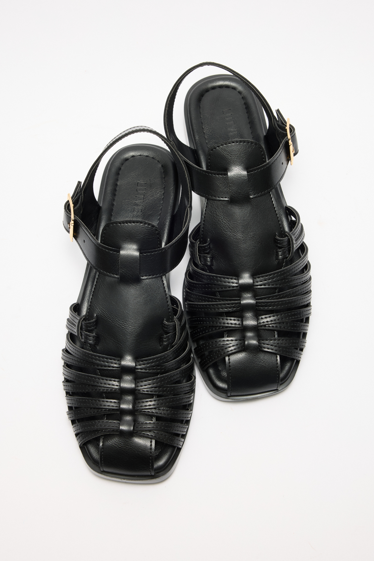 Önü Kapalı Çok Bantlı Siyah Kadın Sandalet