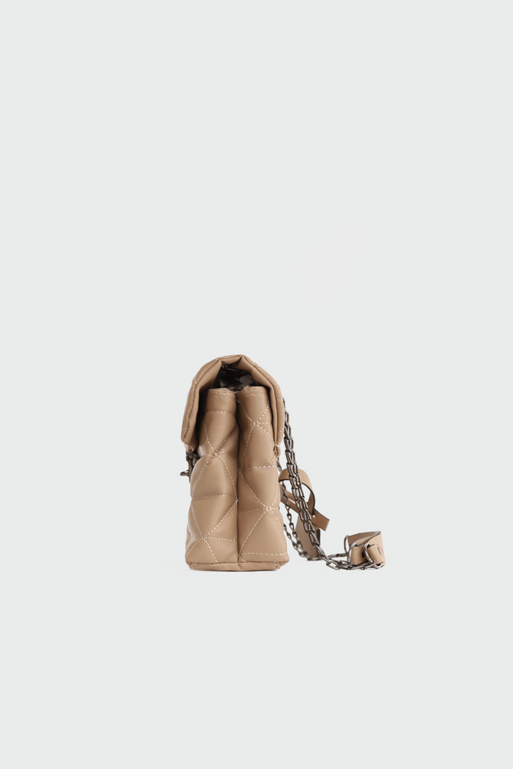Satchel Önden Kapaklı Klipsli Nude Kadın Çanta