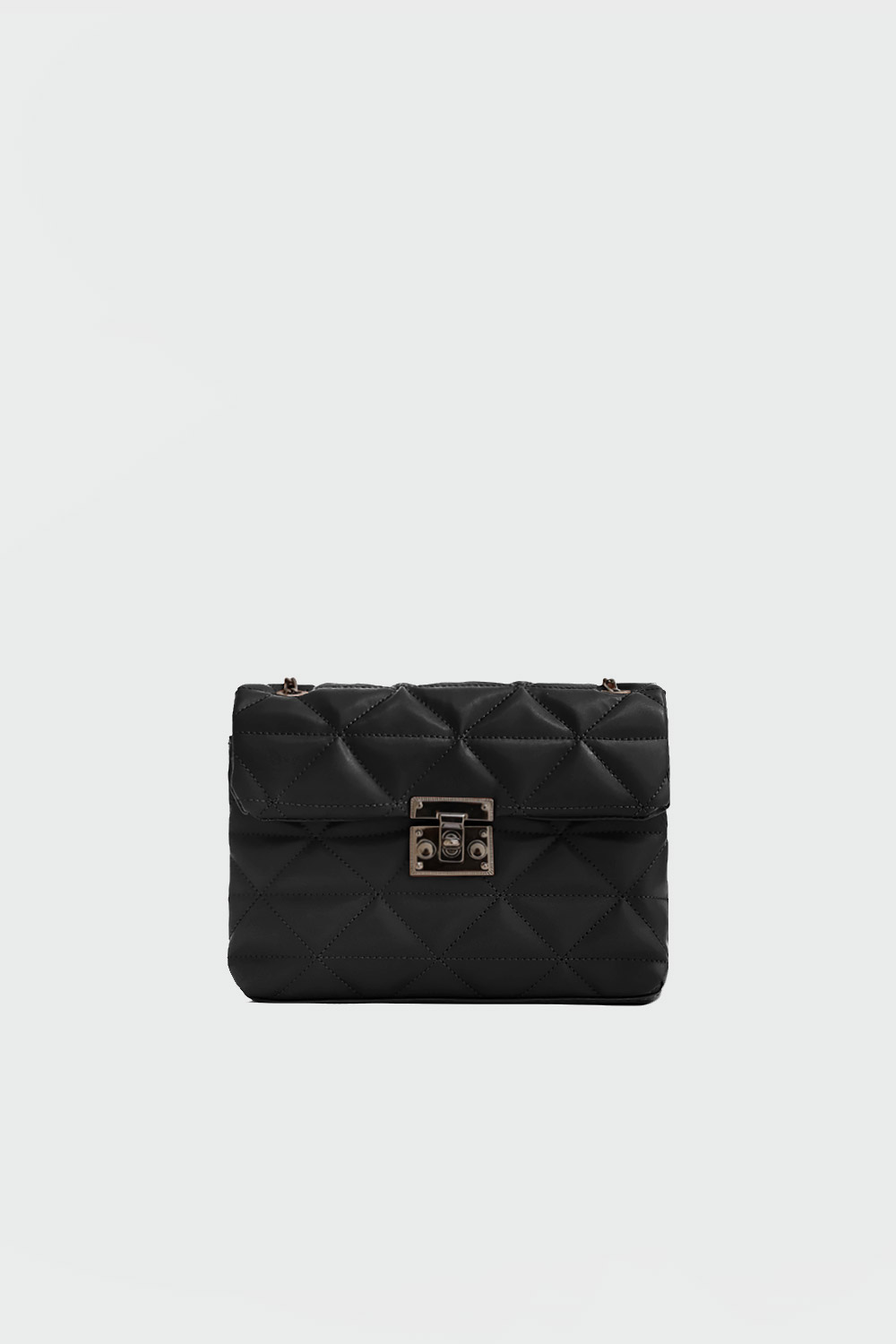 Satchel Önden Kapaklı Klipsli Siyah Kadın Çanta