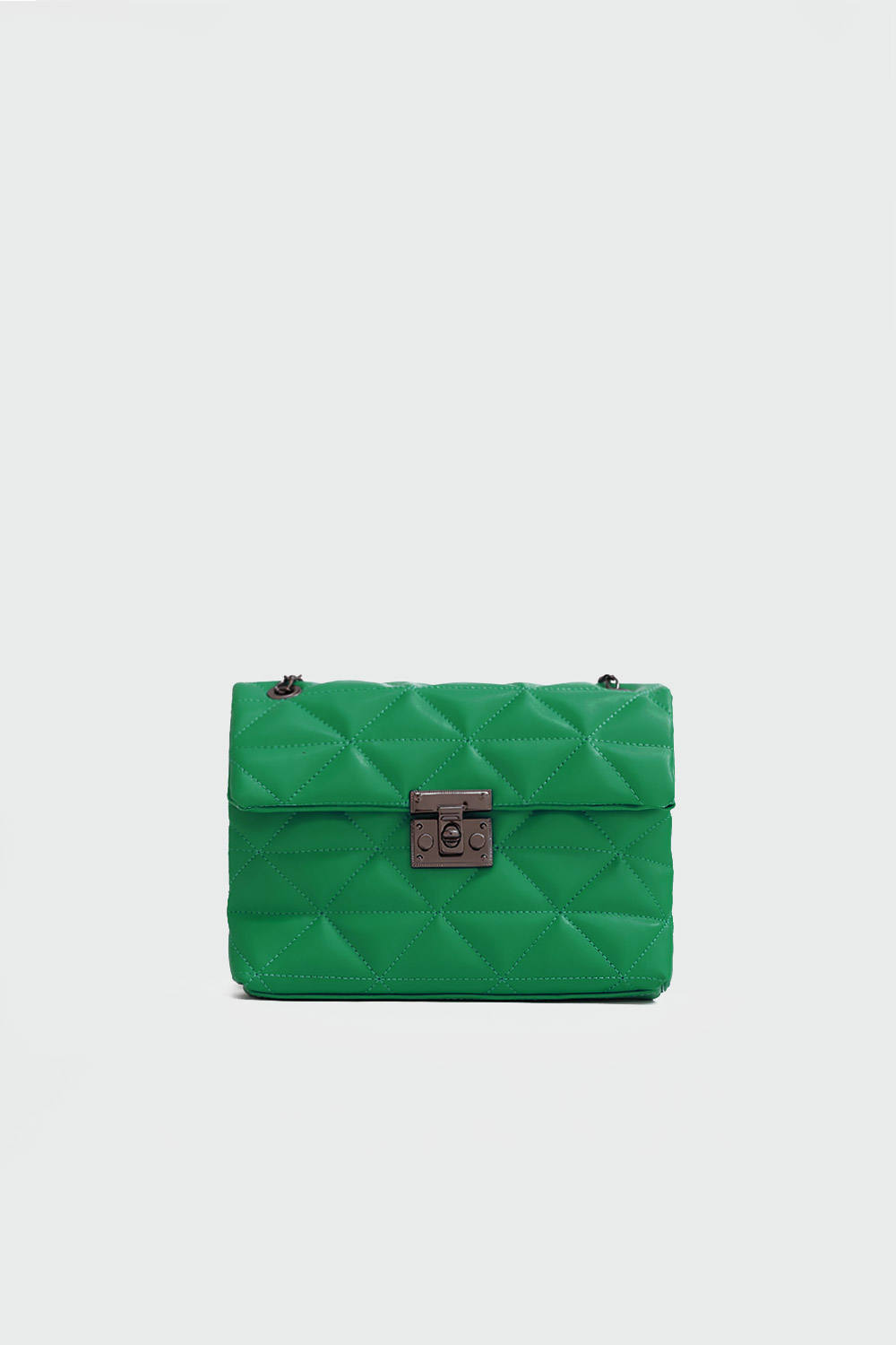 Satchel Önden Kapaklı Klipsli Yeşil Kadın Çanta