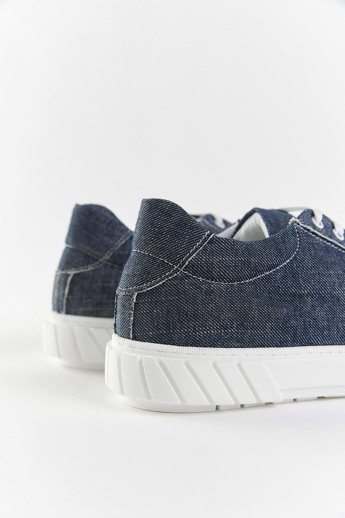Şerit Detaylı Bağcıklı Denim Koyu Mavi Kadın Spor