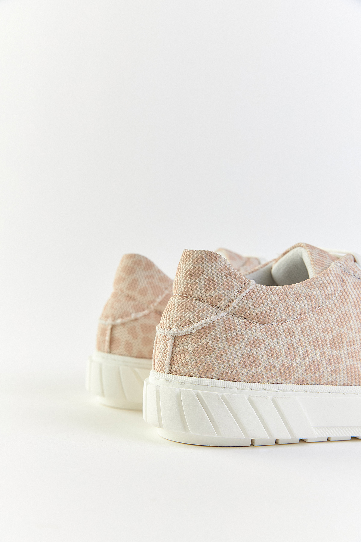 Şerit Detaylı Bağcıklı Denim Nude-Leopar Kadın Spor