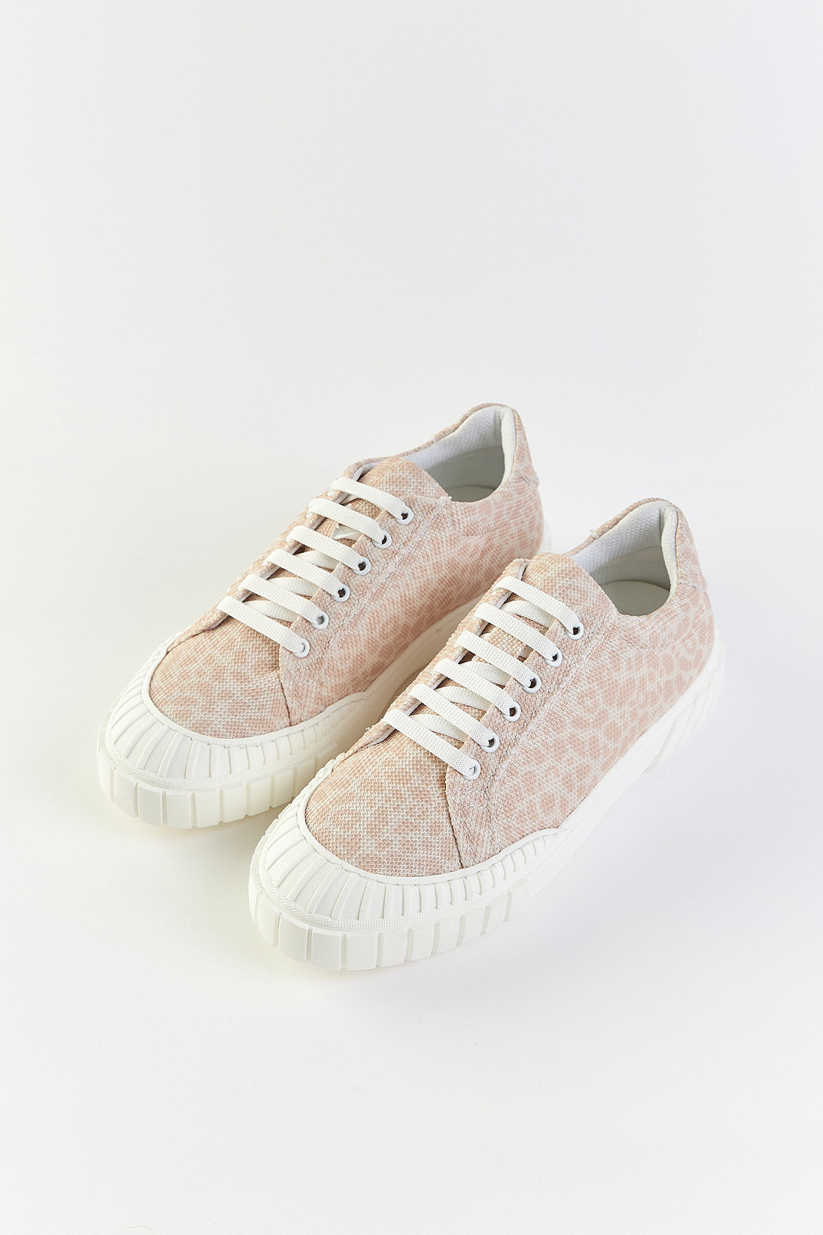 Şerit Detaylı Bağcıklı Denim Nude-Leopar Kadın Spor