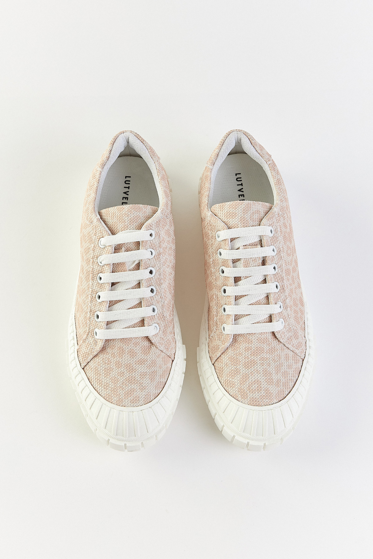 Şerit Detaylı Bağcıklı Denim Nude-Leopar Kadın Spor