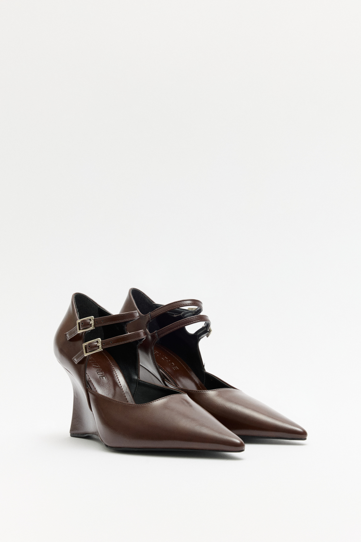 Sivri Burun Bant Detaylı Acı Kahve Kadın Topuklu