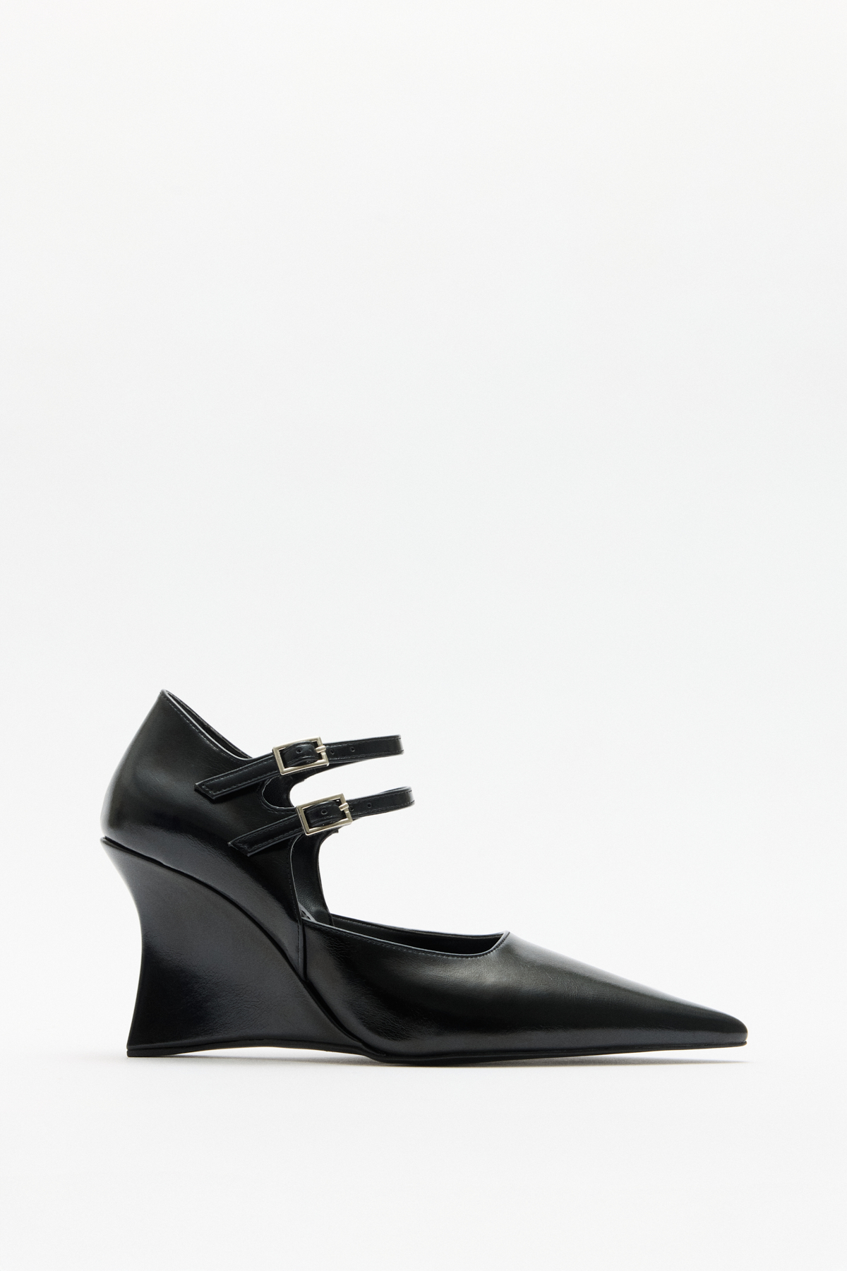 Sivri Burun Bant Detaylı Siyah Kadın Topuklu