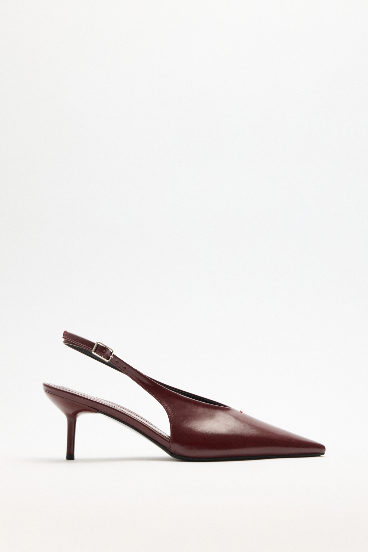 Sivri Burun Dekolteli Bordo Kadın Topuklu