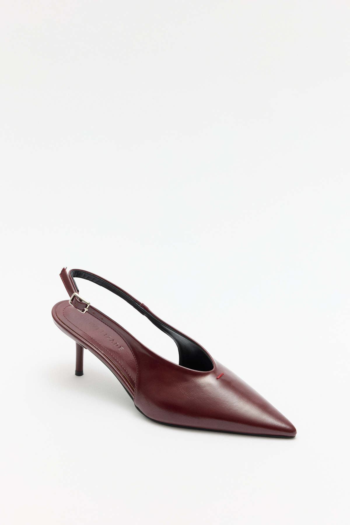 Sivri Burun Dekolteli Bordo Kadın Topuklu