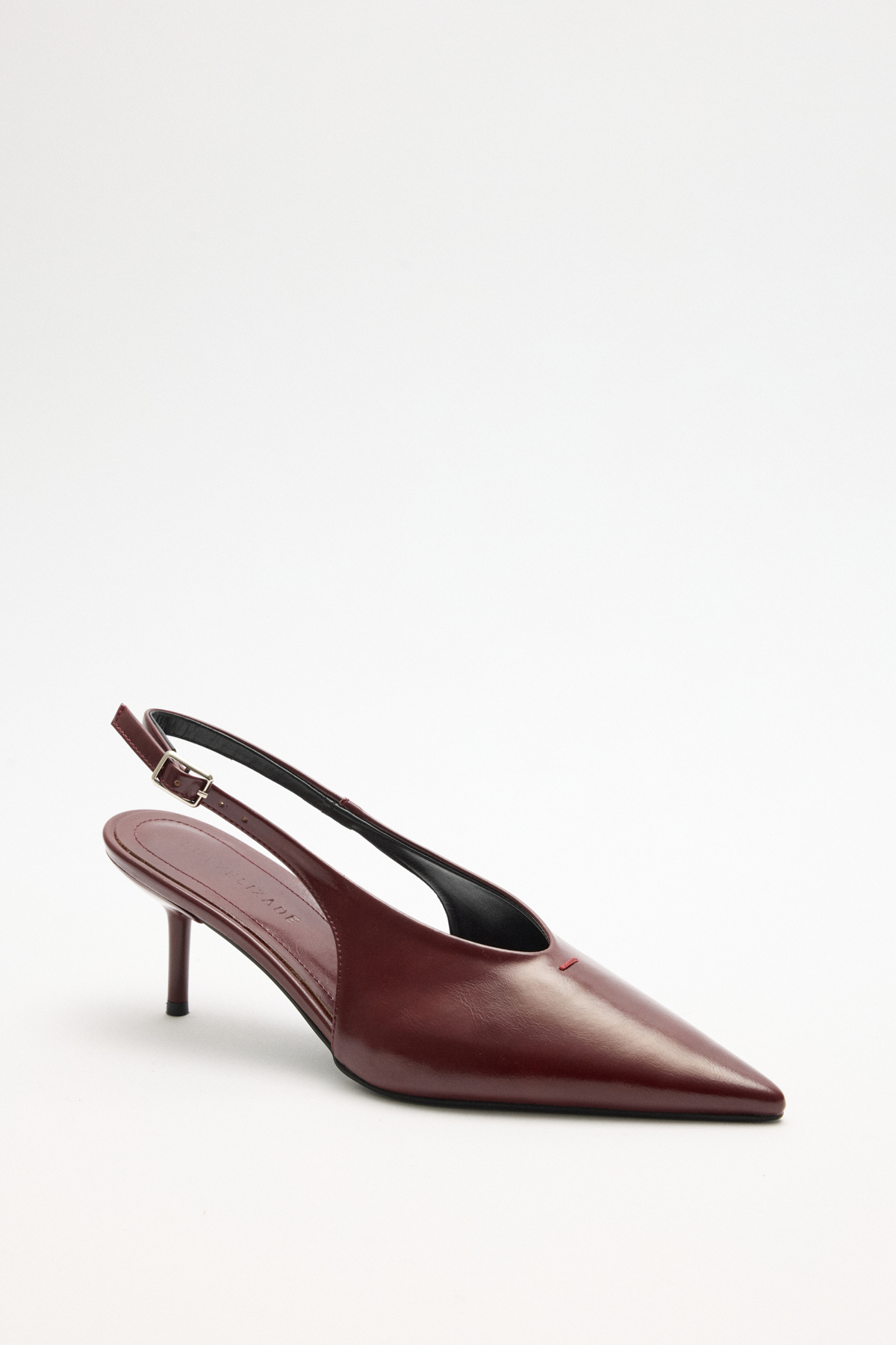 Sivri Burun Dekolteli Bordo Kadın Topuklu