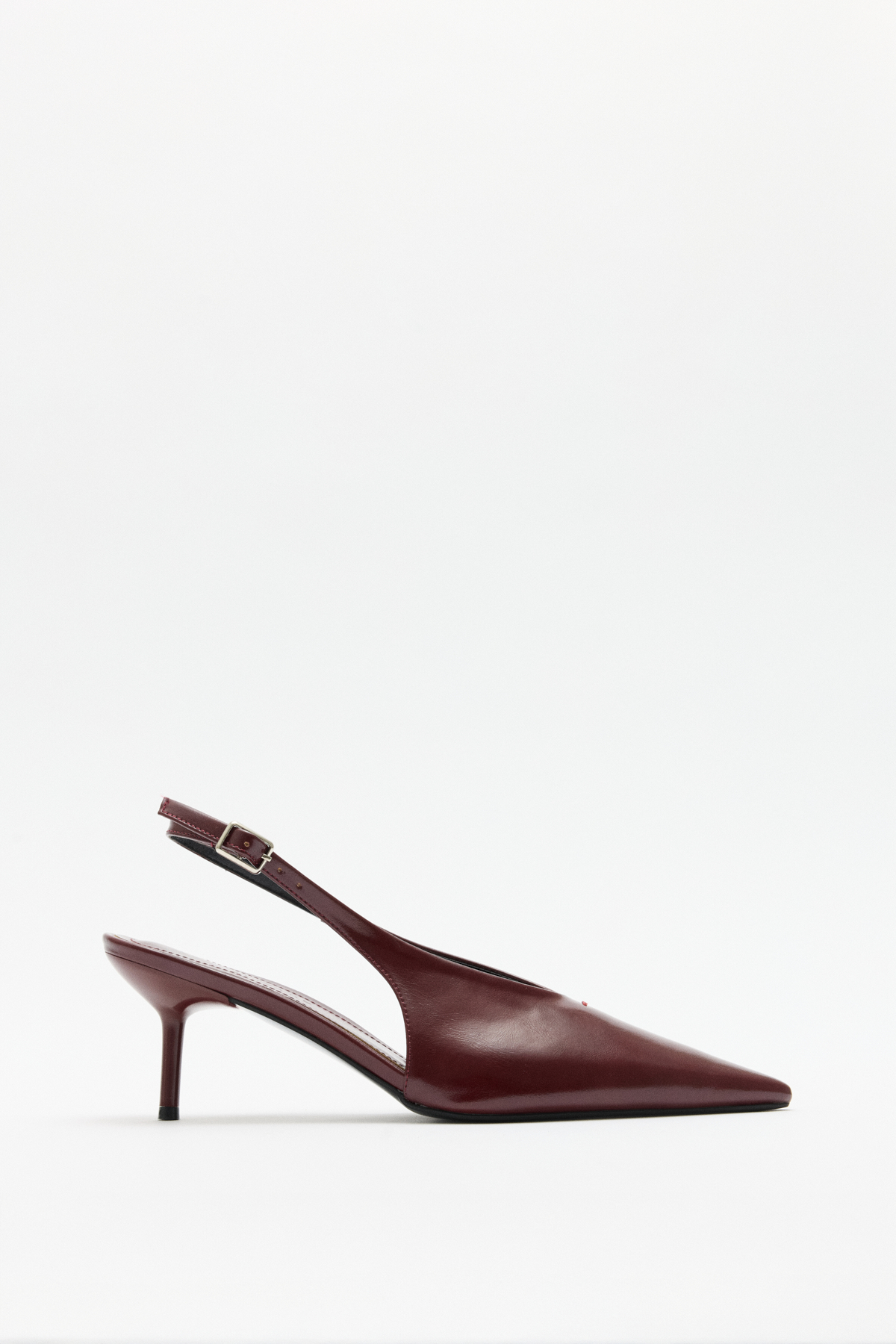 Sivri Burun Dekolteli Bordo Kadın Topuklu