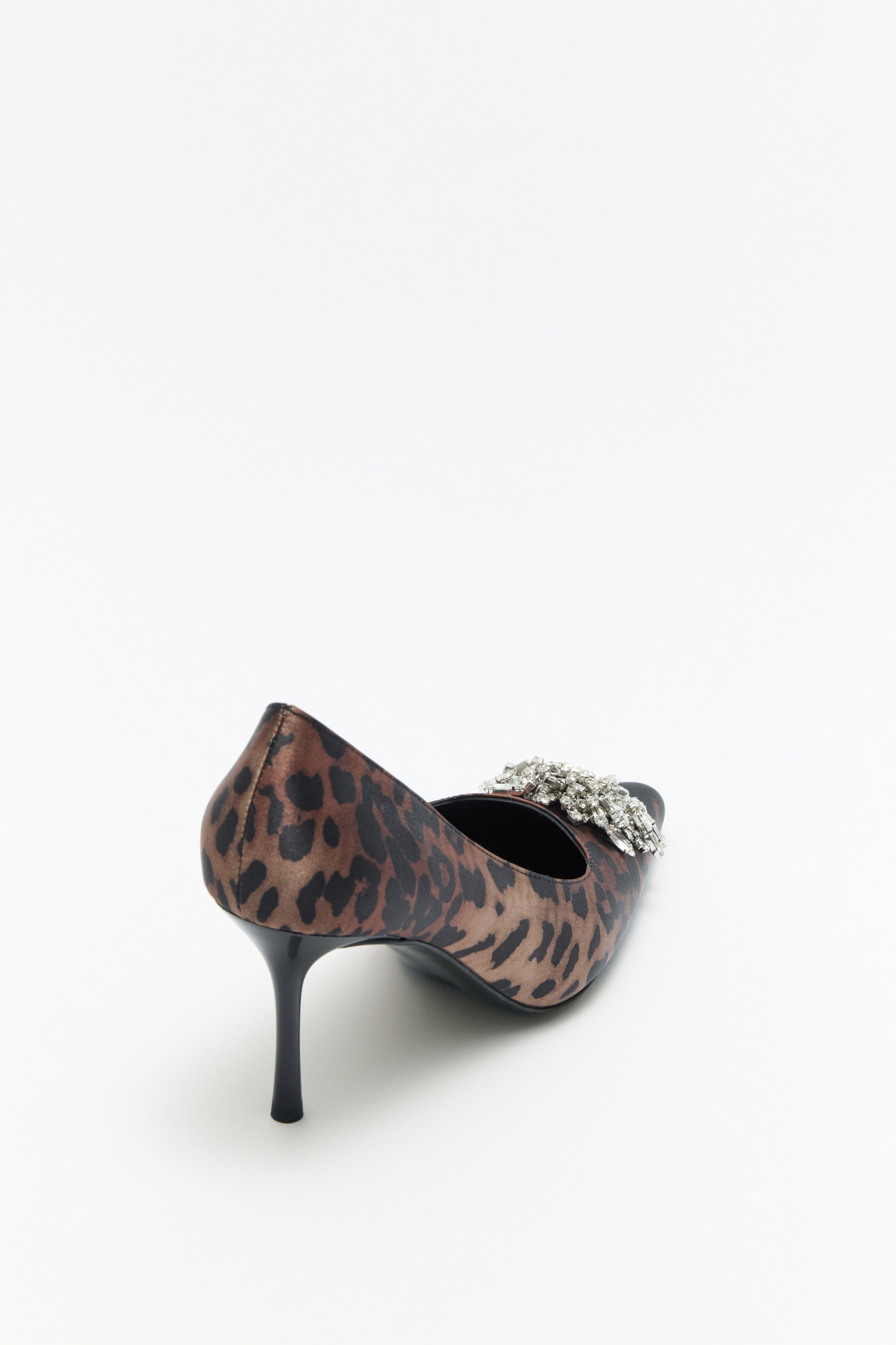 Sivri Burun Toka Detaylı Stiletto Leopar Kadın Topuklu