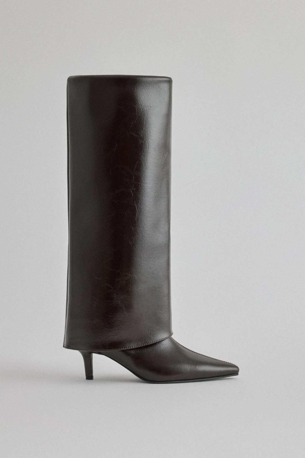 Sivri Burun Tozluk Detaylı Acı Kahve Kadın Çizme