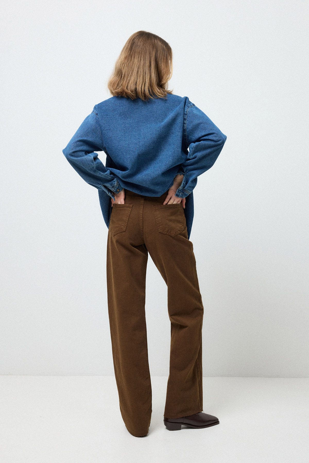 Straight Fit Yüksek Kahve Kadın Jean