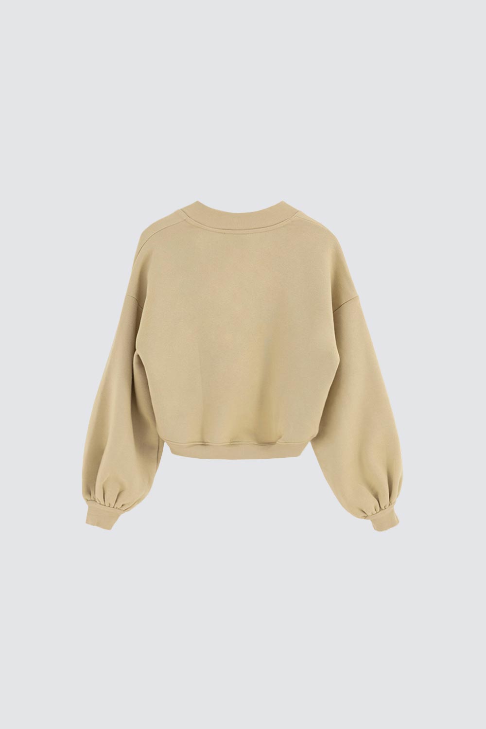 V Yaka Asimetrik Kesim Haki Kadın Sweatshirt
