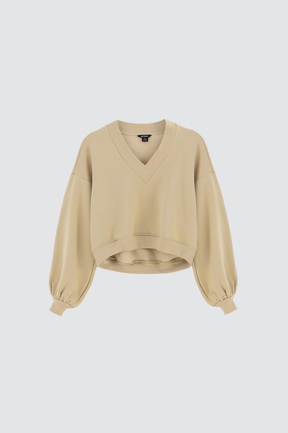 V Yaka Asimetrik Kesim Haki Kadın Sweatshirt