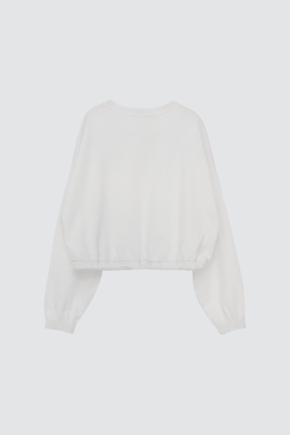 Beli Bağcıklı Bisiklet Yaka Beyaz Kadın Sweatshirt