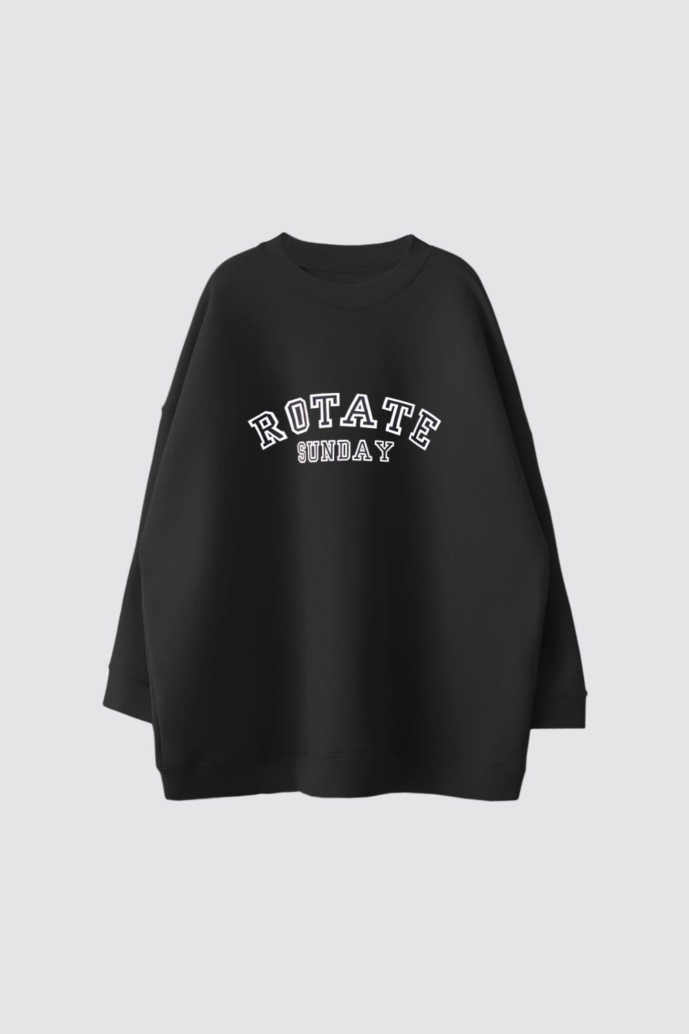Bisiklet Yaka Oversize Rotate Sunday Siyah Kadın Sweatshirt