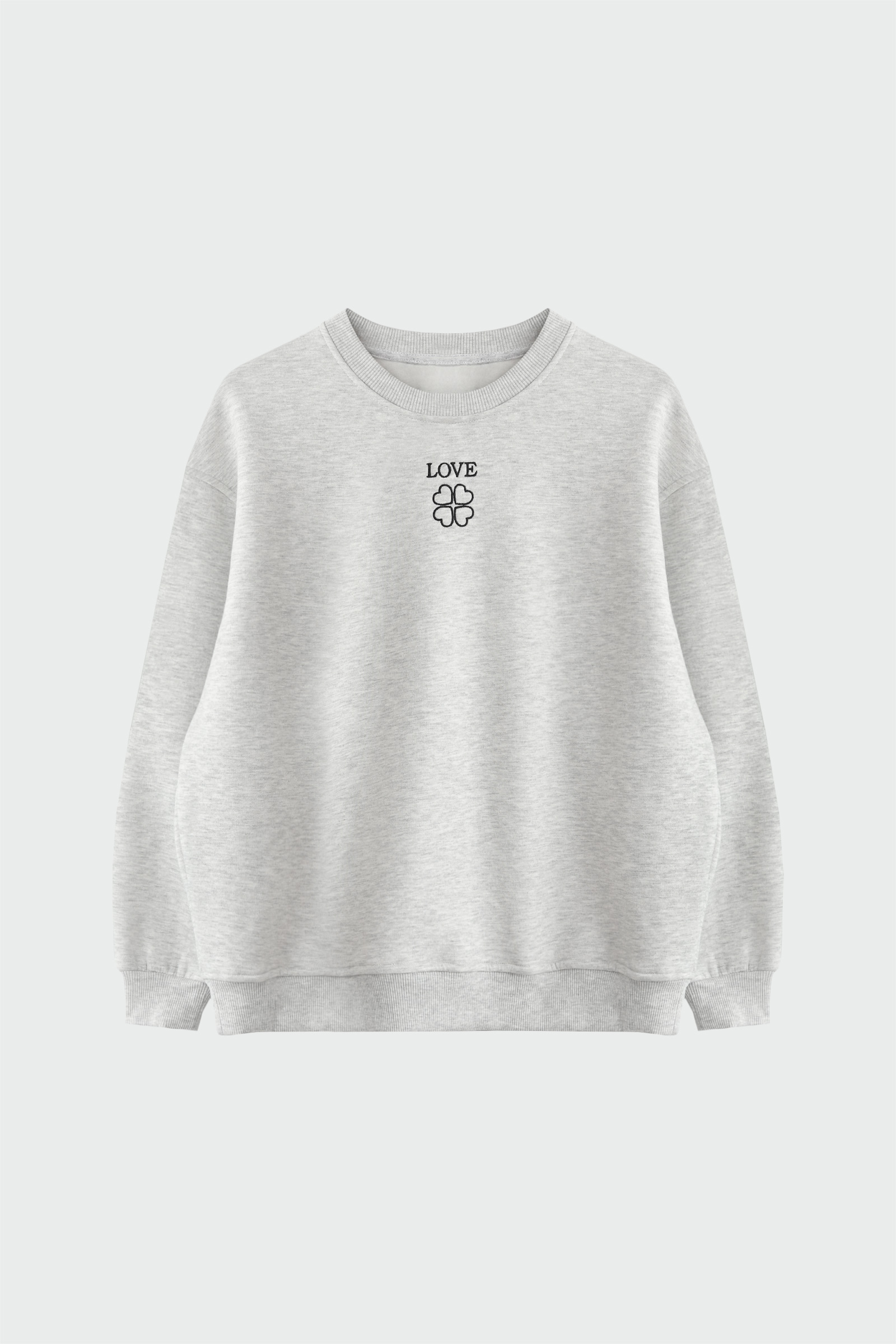 Bisiklet Yaka Love Açık Gri Kadın Sweatshirt